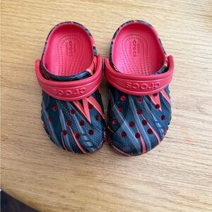 CROCS Red and Black Sandals with Adjustable Straps